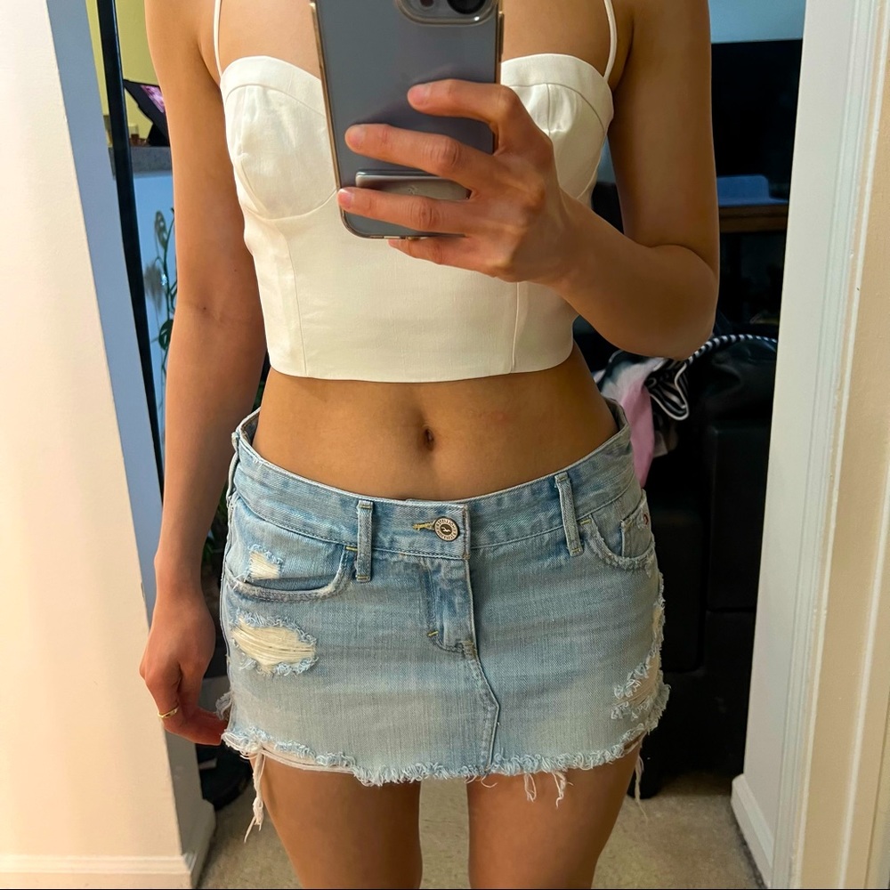 low rise jean skirt